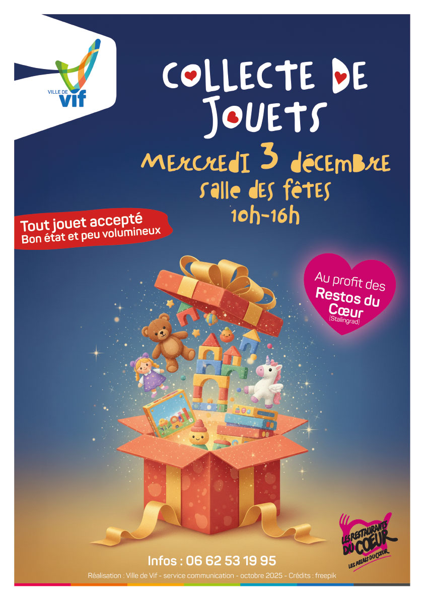 Affiche collecte de jouets 2025 à Vif
