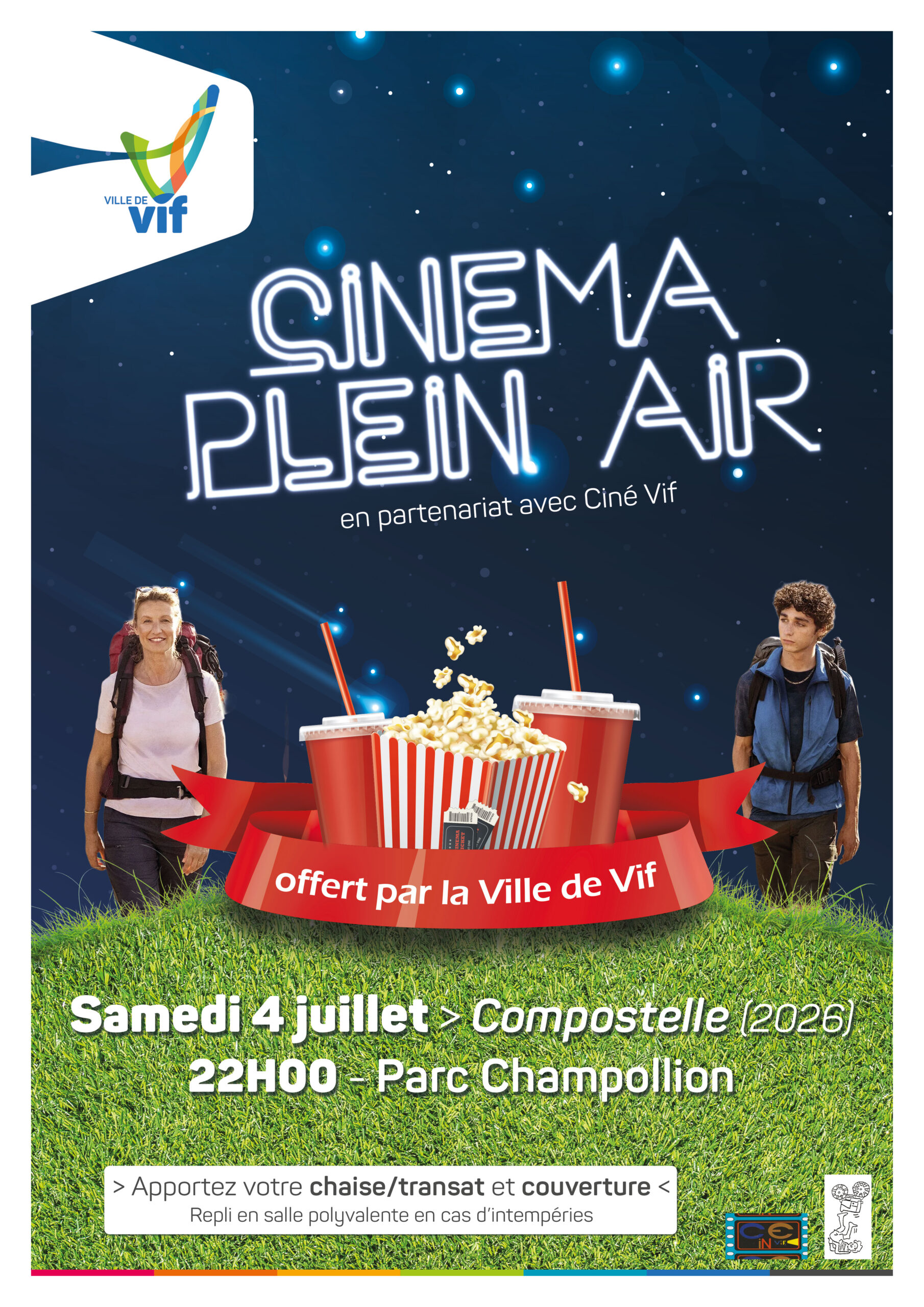 Affiche ciné plein air à Vif (juillet 2025)